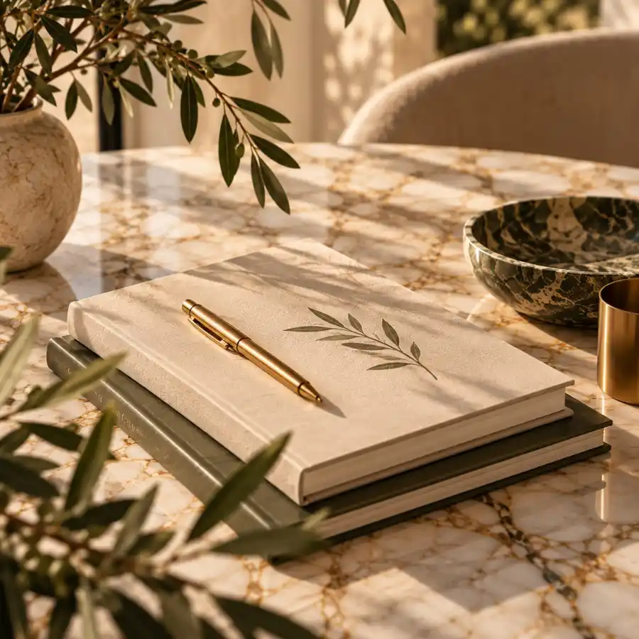 Notebook and pen on a meeting table